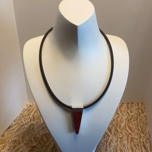 Jay King two sided SS coral rubber cord necklace